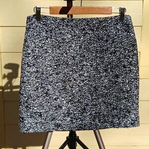 Tahari 'Elana' Black & White Wool Blend Speckled Tweed Mini Skirt NWT Sz 6